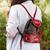 Leather backpack, 'Ancient Elegance' - Handcrafted Crimson and Black Leather Backpack from Peru (image 2j) thumbail