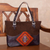 Wool accent leather tote, 'Cosmovision' - Handcrafted Wool Accent Leather Tote in Brown from Peru (image 2) thumbail