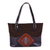 Wool accent leather tote, 'Cosmovision' - Handcrafted Wool Accent Leather Tote in Brown from Peru