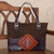 Wool accent leather tote, 'Cosmovision' - Handcrafted Wool Accent Leather Tote in Brown from Peru (image 2b) thumbail