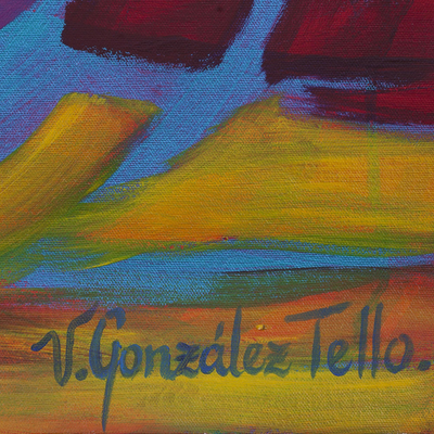 (díptico, 2015) - Cuadro Díptico Expresionista Multicolor Firmado de Perú