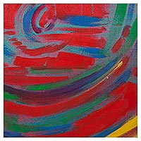„Sonnenuntergang“ (2016) – Signiertes expressionistisches farbenfrohes Gemälde aus Peru