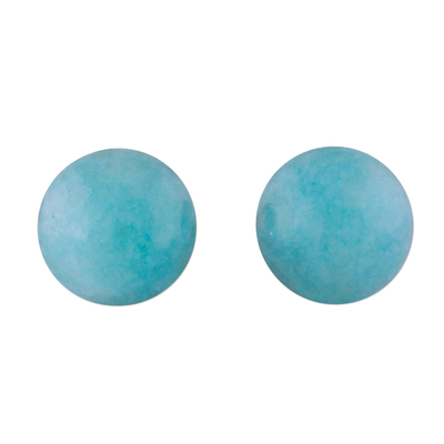 Amazonite and Sterling Silver Stud Earrings from Peru