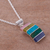 Multi-gemstone pendant necklace, 'Oceanic colours' - colourful Multi-Gemstone Pendant Necklace from Peru