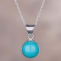 Amazonite pendant necklace, 'Sky Blue Dome' - Amazonite and Sterling Silver Pendant Necklace from Peru