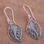 Sterling silver filigree dangle earrings, 'Spiraling Veins' - Sterling Silver Filigree Leaf Dangle Earrings from Peru (image 2b) thumbail