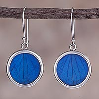 Hydrangea leaf dangle earrings, 'Blue Eden'