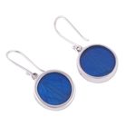 Hydrangea leaf dangle earrings, 'Blue Eden' - Sterling Silver and Natural Leaf Earrings in Blue from Peru