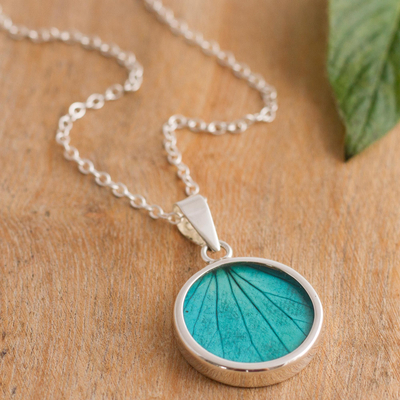 Natural leaf pendant necklace, 'Hydrangea' - Sterling Silver and Natural Leaf Pendant Necklace from Peru