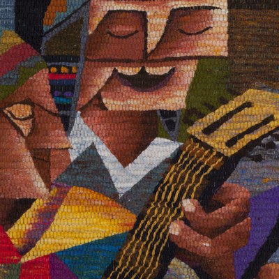 Wool tapestry, 'Music of the Andes' - Handwoven Wool Tapestry of Andean Musicians from Peru