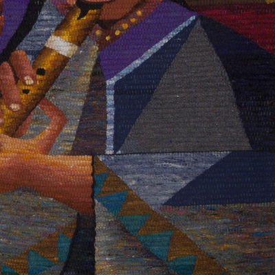 Wandteppich aus Wolle - Handgewebter Wollteppich von Andenmusikanten aus Peru
