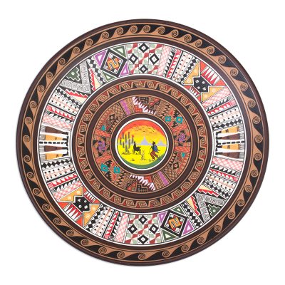 Cuzco plate, 'Sunset' - Decorative Ceramic Cuzco Plate
