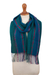 Baby alpaca blend scarf, 'Altiplano Sky' - Woven Baby Alpaca Blend Scarf from Peru thumbail