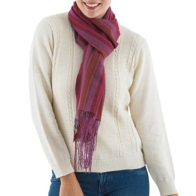 Baby alpaca blend scarf, 'Fiesta in Puno' - Soft Baby Alpaca and Pima Cotton Blend Scarf