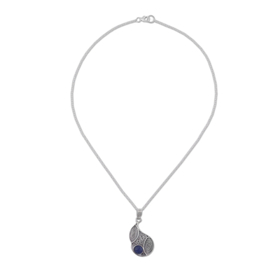 Sodalite filigree pendant necklace, 'Mystical Andes' - Sodalite and Silver Filigree Pendant Necklace from Peru