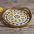 Reverse-painted glass tray, 'Blue Andean Mandala' - Andean Sunflower Theme Reverse-Painted Glass Tray (image 2) thumbail