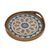 Reverse-painted glass tray, 'Blue Andean Mandala' - Andean Sunflower Theme Reverse-Painted Glass Tray thumbail