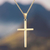 Gold plated sterling silver pendant necklace, 'Faith In God' - Gold Plated Silver Cross Pendant Necklace from Peru thumbail