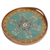 Reverse painted glass tray, 'Sweet Branch' - Reverse Painted Glass Floral Tray in Turquoise (image 2c) thumbail
