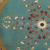 Bandeja de cristal pintado al revés - Bandeja floral de vidrio pintado inverso en turquesa