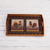 Reverse painted glass tray, 'Crowing Roosters' - Rooster-Themed Reverse Painted Glass Tray (image 2b) thumbail