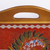 Reverse-painted glass tray, 'Garden Arrangement' - Red Floral Reverse-Painted Glass Tray from Peru