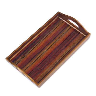 Striped Reverse Painted Glass Tray from Peru
