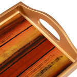 Reverse painted glass tray, 'Contemporary Stripes' - Striped Reverse Painted Glass Tray from Peru