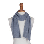 100% baby alpaca scarf, 'Steel Blue Gossamer' - 100% Baby Alpaca Wrap Scarf in Steel Blue from Peru