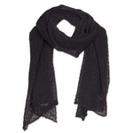 100% baby alpaca scarf, 'Wavy Texture in Black' - Textured 100% Baby Alpaca Wrap Scarf in Black from Peru
