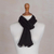 100% baby alpaca scarf, 'Black Gossamer' - Textured 100% Baby Alpaca Wrap Scarf in Black from Peru