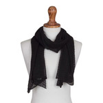 100% baby alpaca scarf, 'Wavy Texture in Black' - Textured 100% Baby Alpaca Wrap Scarf in Black from Peru