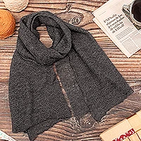 Featured review for 100% baby alpaca scarf, Slate Gossamer