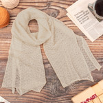 100% baby alpaca scarf, ' Champagne Gossamer' - Textured 100% Baby Alpaca Wrap Scarf in Champagne from Peru