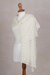 100% baby alpaca shawl, 'Dreamy Texture in Alabaster' - Textured 100% Baby Alpaca Shawl in Alabaster from Peru (image 2c) thumbail