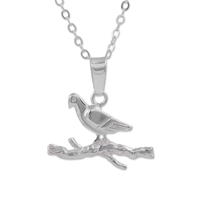 Sterling silver pendant necklace, 'Bird of the Mountain' - Dove-Shaped Sterling Silver Pendant Necklace from Peru