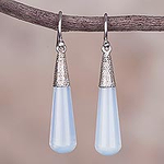 Sterling Silver and Glass Dangle Earrings from Peru, 'Glowing Drops'
