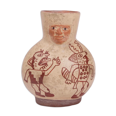 Handcrafted Moche Ceramic Decorative Vase from Peru