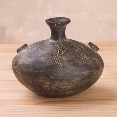 Ceramic decorative vase, 'Vessel of the Inca' - Handcrafted Inca Ceramic Decorative Vase from Peru