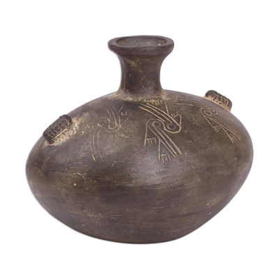 Jarrón decorativo de cerámica, 'Vaso del Inca' - Jarrón decorativo de cerámica inca hecho a mano del Perú