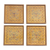 Reverse painted glass coasters, 'Colonial Gold' (set of 4) - Four Floral Gold-Tone Reverse Painted Glass Coasters (image 2a) thumbail