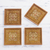 Reverse painted glass coasters, 'Colonial Gold' (set of 4) - Four Floral Gold-Tone Reverse Painted Glass Coasters (image 2b) thumbail