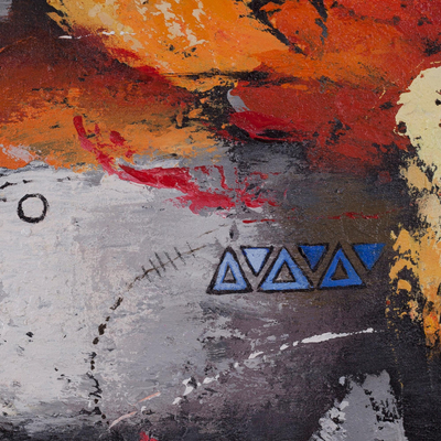 „Implosion“ – Peruanischer Bewusstseinsstrom Abstrakte Malerei in Öl