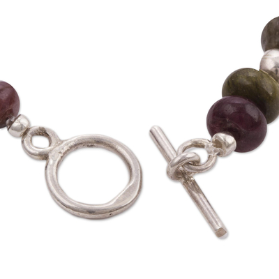 Quartz beaded bracelet, 'Andean Inspiration' - Quartz and Sterling Silver Beaded Bracelet from Peru