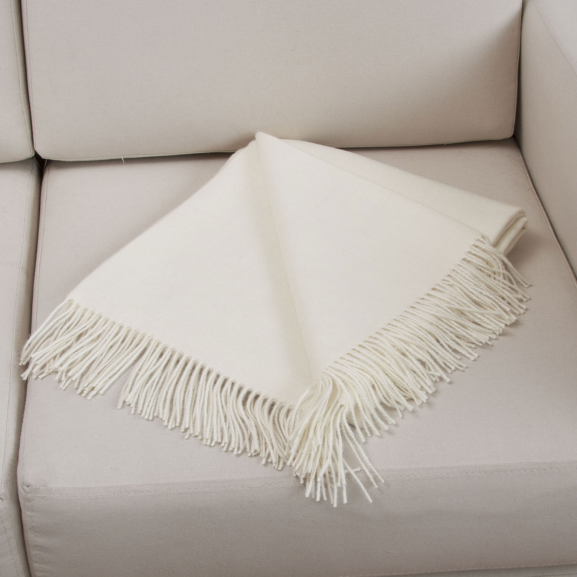 100% Baby Alpaca Throw Blanket in Solid Alabaster from Peru - Blissful ...