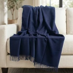 100% baby alpaca throw, 'Blissful Dream in Midnight' - 100% Baby Alpaca Throw Blanket in Solid Midnight from Peru