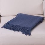 100% baby alpaca throw, 'Blissful Dream in Azure' - 100% Baby Alpaca Throw Blanket in Solid Azure from Peru