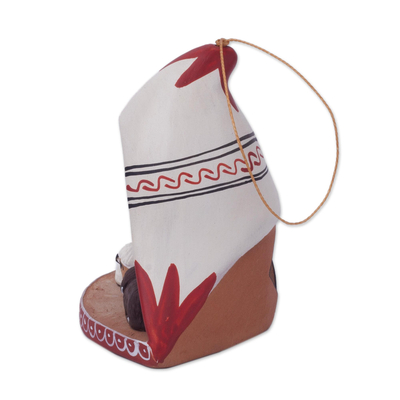 Keramikornament - Handbemalte Anden-Krippenfigur aus Keramik aus Peru