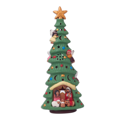 Christmas Tree Shaped Ceramic Incense Burner from Peru