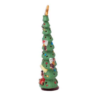 Quemador de incienso de cerámica - Quemador de incienso de cerámica en forma de árbol de Navidad de Perú
